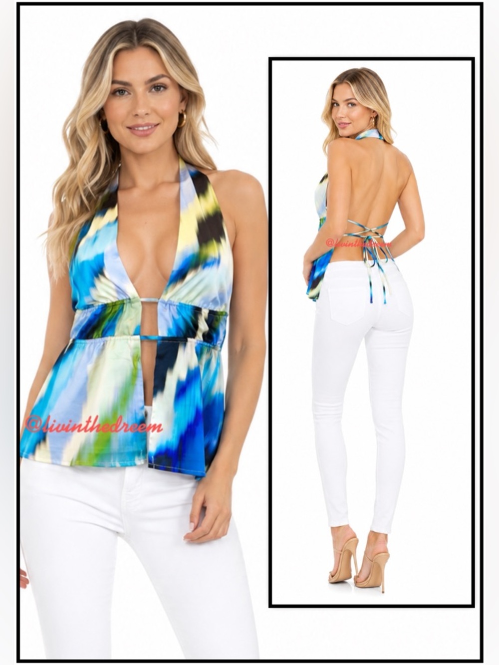 Runaway The Label Jackie Top Ocean Blue SZ Medium